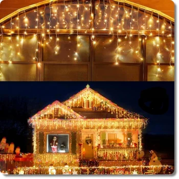 LAMPKI ŚWIĄTECZNE SOPLE Girlanda Świetlna Kurtyna 500 LED Ciepły biały