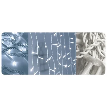LAMPKI ŚWIĄTECZNE SOPLE Girlanda Świetlna Kurtyna 300 LED Zimny biały