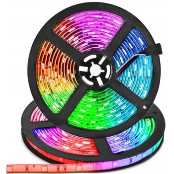 TAŚMA LED RGB KOLOROWA 5M WODOODPORNA PASEK PILOT LEDY LAMPKI Z PILOTEM