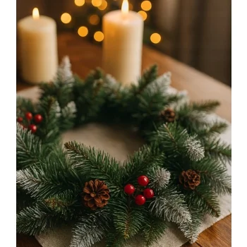 WIANEK świąteczny DEKORACJA STROIK NA ŚWIĘTA Na drzwi stół SZYSZKI 65 CM