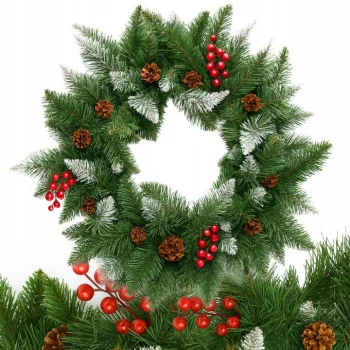 WIANEK świąteczny DEKORACJA STROIK NA ŚWIĘTA Na drzwi stół SZYSZKI 65 CM