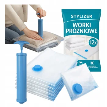 WORKI PRÓŻNIOWE DO PRZECHOWYWANIA UBRAŃ POŚCIELI RÓŻNE ROZMIARY +POMPKA x12