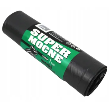 WORKI NA ŚMIECI 120 LITRÓW CZARNE BARDZO MOCNE SUPER STRONG 7 SZT.
