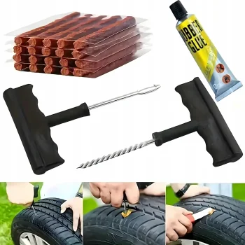 Zestaw Naprawczy do Opon Bezdętkowych Wiertło Szydło Klej 25 x Sznurki