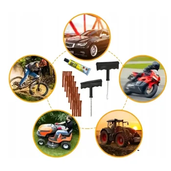 Zestaw Naprawczy do Opon Bezdętkowych Wiertło Szydło Klej 25 x Sznurki