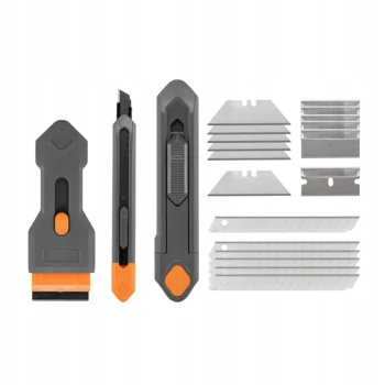 ZESTAW NOŻY TAPECIAK z ostrzem łamanym TRAPEZOWY SKROBAK ostrza wymienne