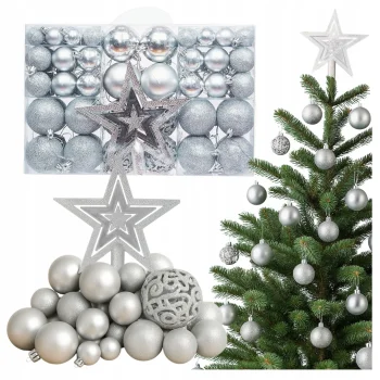 BOMBKI CHOINKOWE srebrne DUŻY ZESTAW NA ŚWIĘTA 100SZT DEKORACJE NIETŁUKĄCE