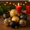 BOMBKI CHOINKOWE ZESTAW BOMBEK NA ŚWIĘTA 30 SZT NIETŁUKĄCE CZARNO-ZŁOTE