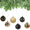 BOMBKI CHOINKOWE ZESTAW BOMBEK NA ŚWIĘTA 30 SZT NIETŁUKĄCE CZARNO-ZŁOTE