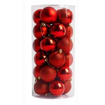 BOMBKI CHOINKOWE czerwone ZESTAW NA ŚWIĘTA 24 SZT DEKORACJE NIETŁUKĄCE