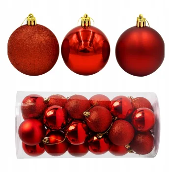 BOMBKI CHOINKOWE czerwone ZESTAW NA ŚWIĘTA 24 SZT DEKORACJE NIETŁUKĄCE