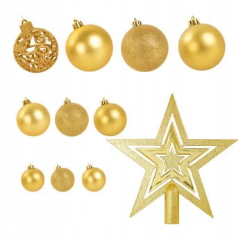 BOMBKI CHOINKOWE złote DUŻY ZESTAW NA ŚWIĘTA 100SZT DEKORACJE NIETŁUKĄCE