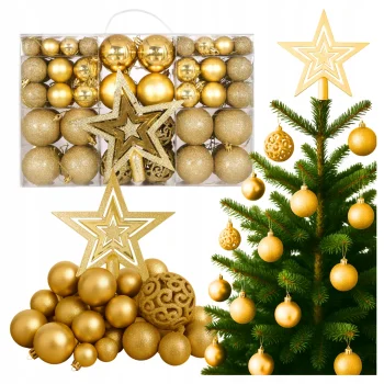 BOMBKI CHOINKOWE złote DUŻY ZESTAW NA ŚWIĘTA 100SZT DEKORACJE NIETŁUKĄCE