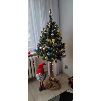 CHOINKA SZTUCZNA GĘSTA SOSNA DIAMENTOWA OŚNIEŻONA NA PNIU PIĘKNA 180 CM