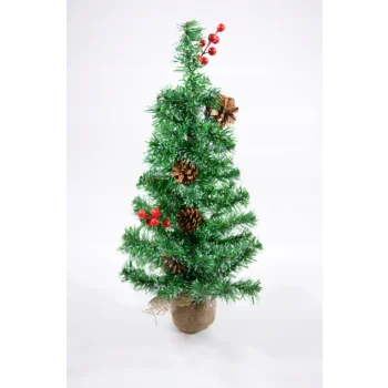 CHOINKA SZTUCZNA MAŁA JUTA 60CM OZDOBNA Z szyszkami Jarzebiną na biurko