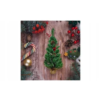 CHOINKA SZTUCZNA MAŁA JUTA 60CM OZDOBNA Z szyszkami Jarzebiną na biurko