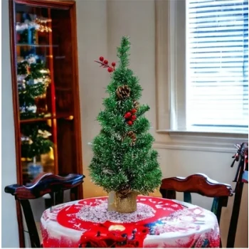 CHOINKA SZTUCZNA MAŁA JUTA 60CM OZDOBNA Z szyszkami Jarzebiną na biurko