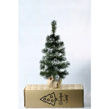 CHOINKA SZTUCZNA GĘSTA 60 cm z SZYSZKAMI Ozdobna Ośnieżona NA BIURKO