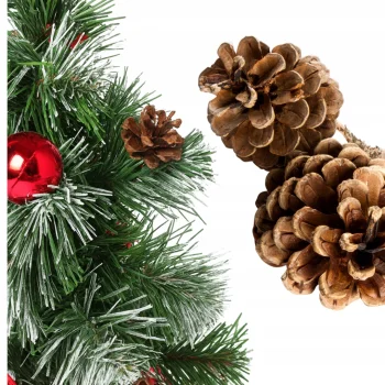 CHOINKA SZTUCZNA Zdobiona Śnieg Zielona Z SZYSZKAMI BOMBKAMI 65cm czerwona