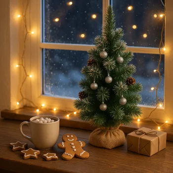 CHOINKA SZTUCZNA Zdobiona Śnieg Zielona Z SZYSZKAMI BOMBKAMI 65cm srebrna