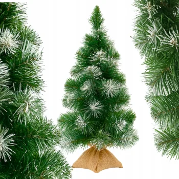 CHOINKA SZTUCZNA MAŁA Ośnieżona Zielona Gęsta 65cm Z JUTĄ na biurko stół