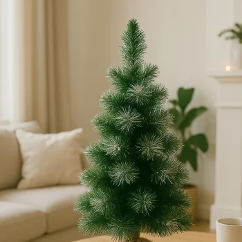 CHOINKA SZTUCZNA MAŁA Ośnieżona Zielona Gęsta 65cm Z JUTĄ na biurko stół