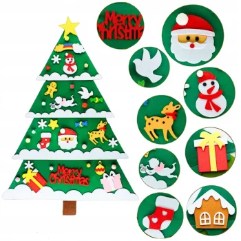 CHOINKA Z FILCU Z OZDOBAMI DLA DZIECI NA BOŻE NARODZENIE 34 SZT PREZENT