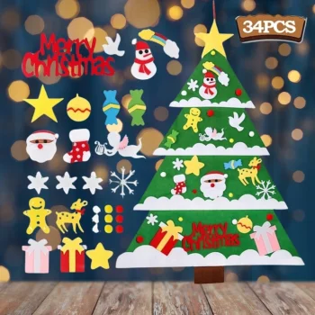 CHOINKA Z FILCU Z OZDOBAMI DLA DZIECI NA BOŻE NARODZENIE 34 SZT PREZENT