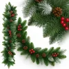 GIRLANDA ŚWIĄTECZNA ZDOBIONA GĘSTA SZTUCZNA ZIELONA CHOINKOWA 1m ośnieżona