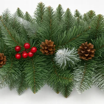 GIRLANDA ŚWIĄTECZNA ZDOBIONA GĘSTA SZTUCZNA ZIELONA CHOINKOWA 1m ośnieżona