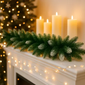 GIRLANDA ŚWIĄTECZNA GĘSTA SZTUCZNA ZIELONA CHOINKOWA 1m ośnieżona Dekoracja