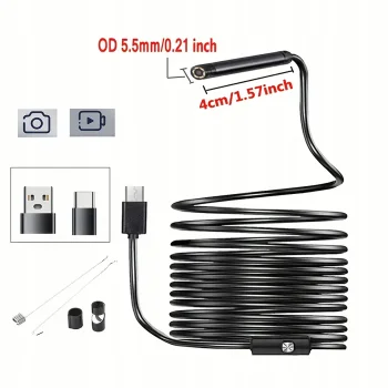 Kamera Endoskopowa Endoskop Inspekcyjna Giętka Led Usb 2m 5,5mm Wodoodporna