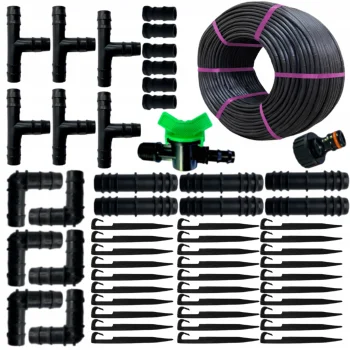 Linia kroplująca  nawadnianie kropelkowe 50m+56el. mocny wąż kropelkujący