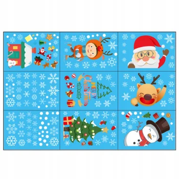 NAKLEJKI ŚWIĄTECZNE OZDOBY NA OKNO SZYBĘ Bez Kleju 9 arkuszy ŚWIĘTA PREZENT