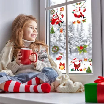 ŚWIĄTECZNE OZDOBY NA OKNA NAKLEJKI NA SZYBY DEKORACJE OKIENNE 9 ARKUSZY A4