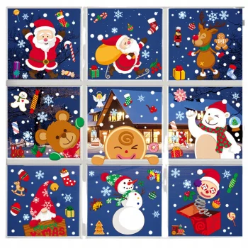 ŚWIĄTECZNE OZDOBY NA OKNA NAKLEJKI NA SZYBY DEKORACJE OKIENNE 9 ARKUSZY A4