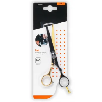 Nożyczki fryzjerskie PROFESJONALNE OSTRE czarno-złote 160mm DO WŁOSÓW BRODY