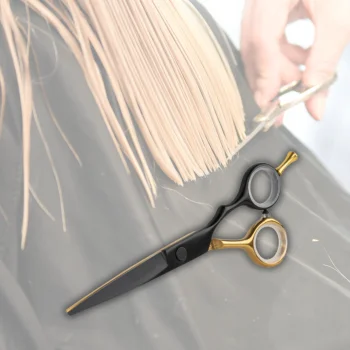 Nożyczki fryzjerskie PROFESJONALNE OSTRE czarno-złote 160mm DO WŁOSÓW BRODY