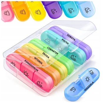 ORGANIZER NA LEKI PUDEŁKO NA TABLETKI POJEMNIK DZIEŃ NOC 7 DNI LEKI KASETKA