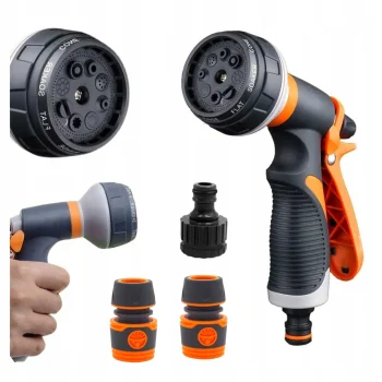 PISTOLET ZRASZAJĄCY Zestaw do węża ze złączkami PODLEWANIE 8 funkcji