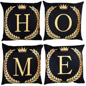 4x POSZEWKI NA PODUSZKI Ozdobne DEKORACYJNE Litery HOME JASIEK 45x45