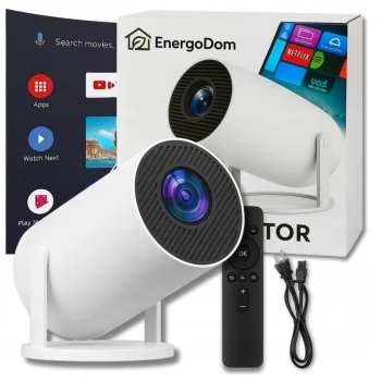 PROJEKTOR ANDROID WIFI TV 4K RZUTNIK PRZENOŚNY SMART OBROTOWY GŁOŚNIK