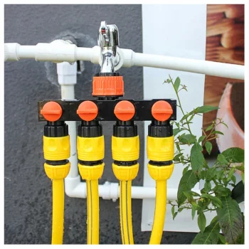 ROZDZIELACZ NA KRAN DO WODY Węże Ogrodowy 4-drożny z zaworami Podlewanie