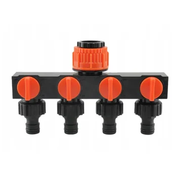 ROZDZIELACZ NA KRAN DO WODY Węże Ogrodowy 4-drożny z zaworami Podlewanie
