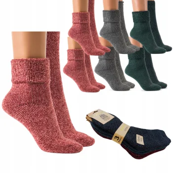 6x Skarpety damskie Zimowe Wełniane Alpaka CIEPŁE SKARPETKI NA ZIMĘ 35-38