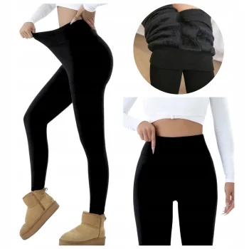 LEGGINSY GETRY Ocieplane ZIMOWE Na zimę z futerkiem WYSOKI STAN M/L