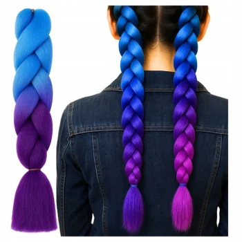 WŁOSY SYNTETYCZNE DO WARKOCZYKÓW KOLOROWE OMBRE 120 CM DOCZEPY WARKOCZ