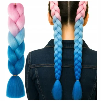 WŁOSY SYNTETYCZNE DO WARKOCZYKÓW KOLOROWE OMBRE 120 CM DOCZEPY WARKOCZ