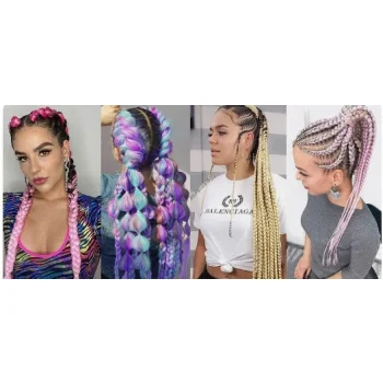 WŁOSY SYNTETYCZNE DO WARKOCZYKÓW KOLOROWE OMBRE 120 CM DOCZEPY WARKOCZ