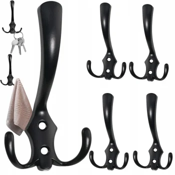 WIESZAK METALOWY Ścienny Potrójny UCHWYT na ubrania HACZYK mocny 5 szt.